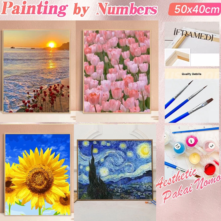 

Model Ekonomis 4x5cm Canvas Paint By Number Kit Digital Oil Painting DIY Painting kit Lukisan