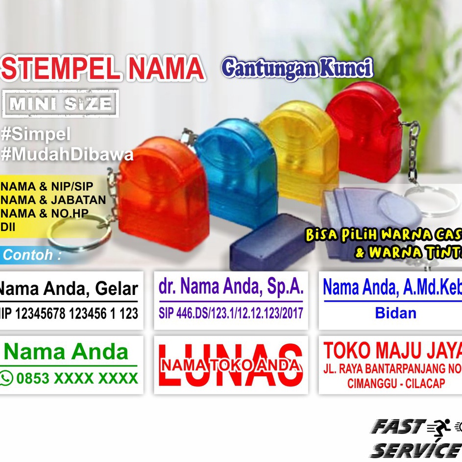 

Update Stok STEMPEL NAMA BIDAN DOKTER APOTEKER JABATAN NO HP CUSTOM FLASH WARNA GANTUNGAN TRANSPARAN 128