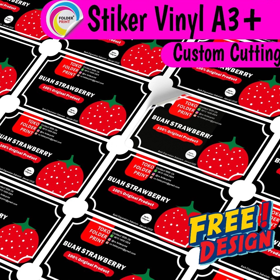 

Hadir Meriah Stiker Vinyl A3 Anti Air Label Kemasan Produk Custom Cutting