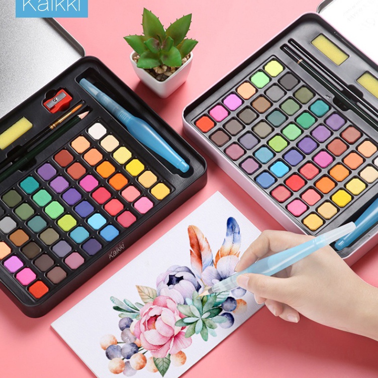 

Super Premium Kaikki cat air watercolor set 48 warna water color alat cat air lukis set termasuk kuas dan kertas gambar