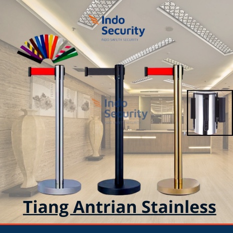 

Paling Laris TIANG PEMBATAS ANTRIAN STAINLESS Tiang putih pita merah 2M