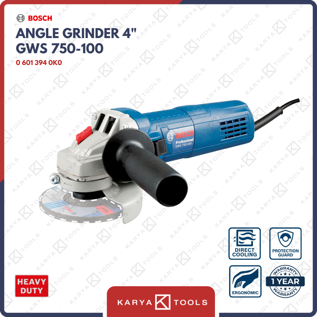 Bosch GWS 750-100 Mesin Gerinda 4" Heavy Duty Angle Grinder