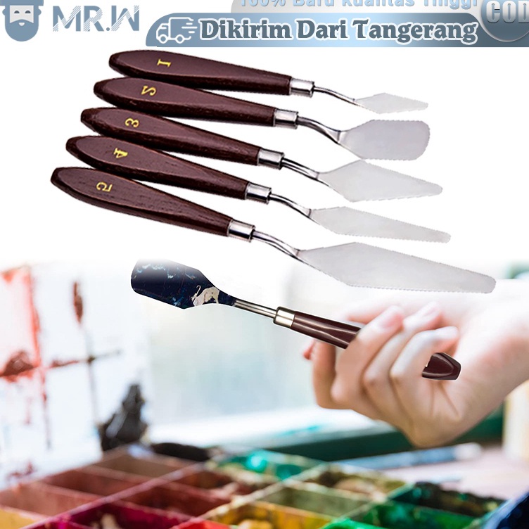 

Model Menarik 5PCS Pisau Palet Lukis Besi tahan karatPisau PaletSpatula Dekorasi Kue Lukis Ukir Palette Knife