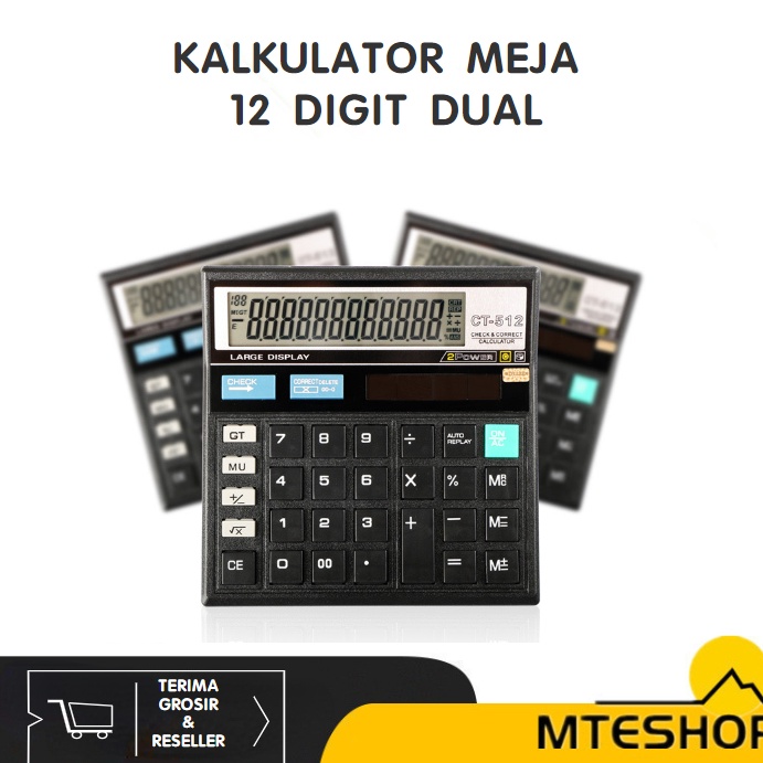 

Diskon sd 5 MTE Kalkulator Meja 12 Digit Dual Power Layar LCD