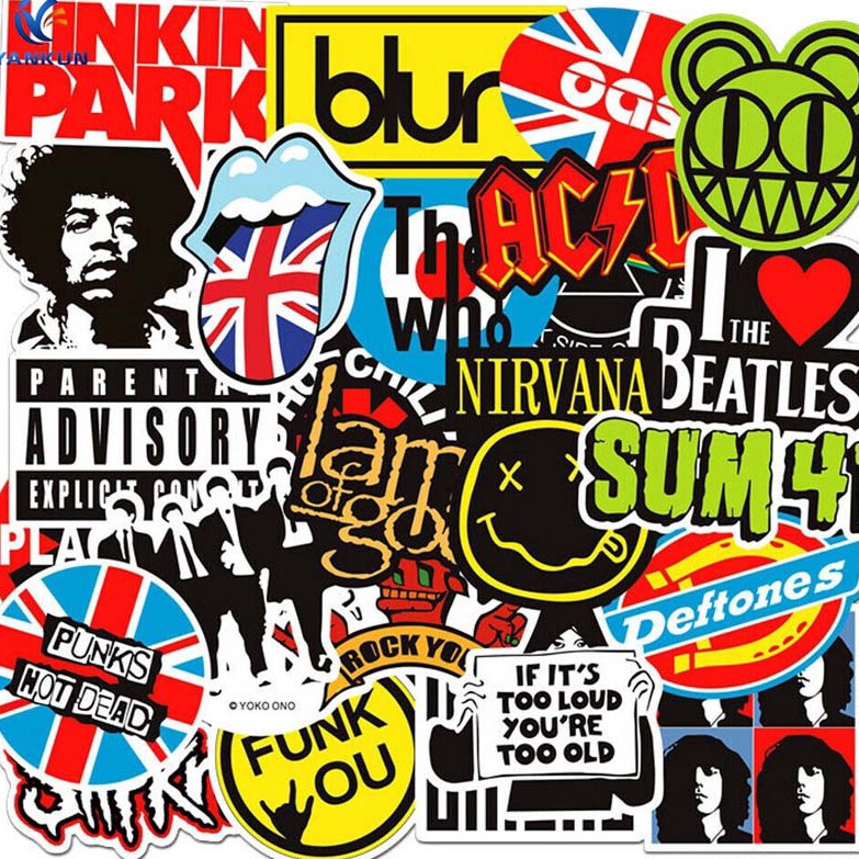 

Hot Brand 5 PCS Stickers Rock Band Punk Music Heavy Metal Bands Laptop HP MOTOR HELM