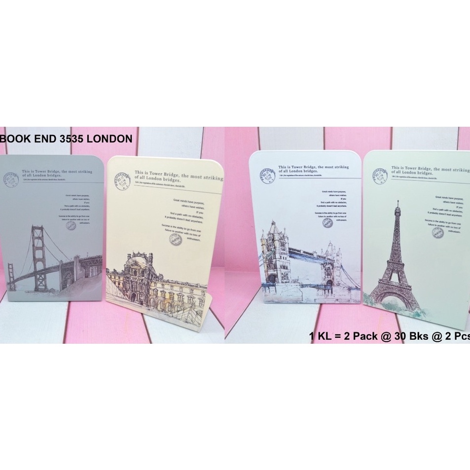 

penahan buku atau stand book dari besi motif london paris