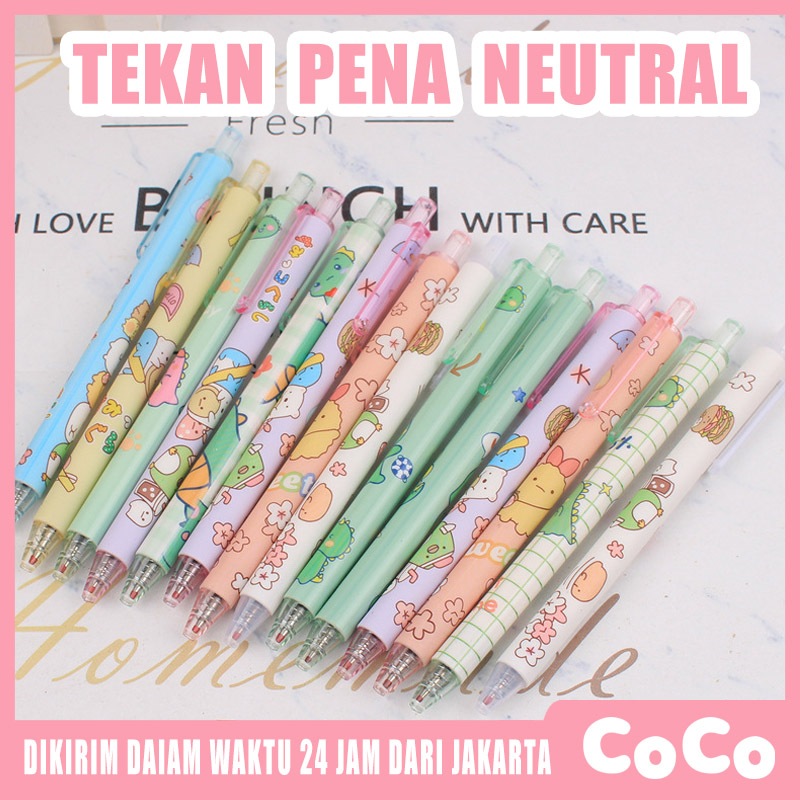 

1 Pak Berisi 6 Pulpen Gel Kartun/Pena Gel Mekanik Pola Lucu-0.5mm Hitam