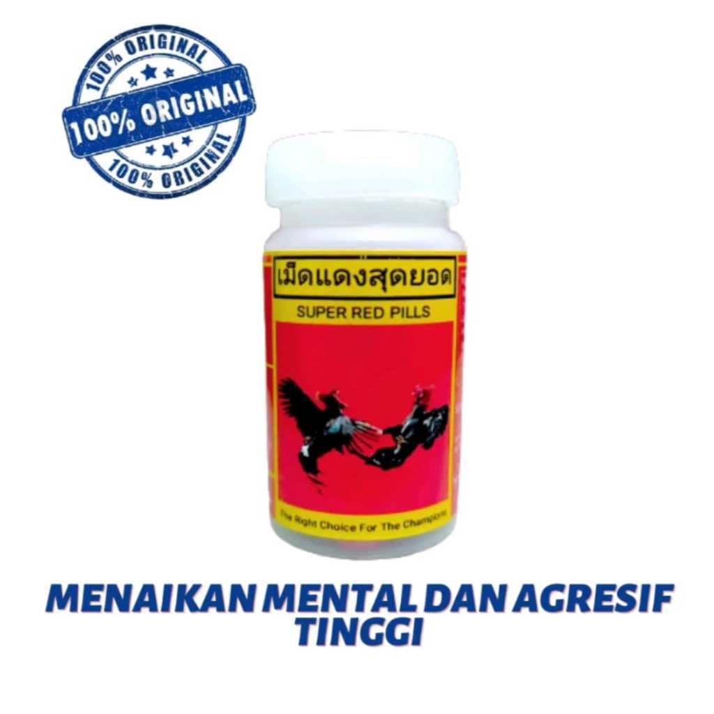 KAMLANG AYAM SUPER RED PILLS ISI 50 STAMINA MENTAL AGRESIF AYAM ADUAN