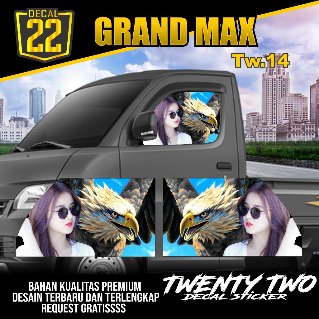 STIKER ONE WAY KACA MOBIL GRAND MAX STIKER KACA SAMPING GRAND MAX KODE Tw.14