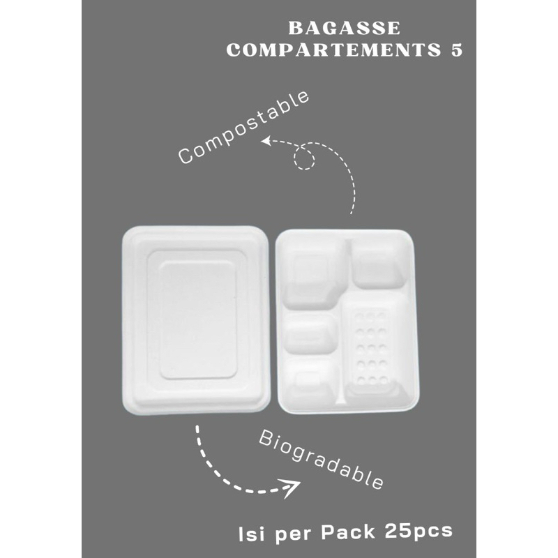 BAGASSE NATURAL BENTO BOX SEKAT 5