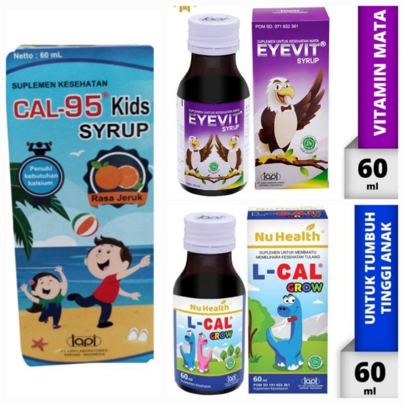 *BONUS SENDOK LCAL* EyeVit Syrup 60ml - Eye Vitamin Sirup Kids - Lcalgrow Cal95 kids Syrup CAL-95 L-