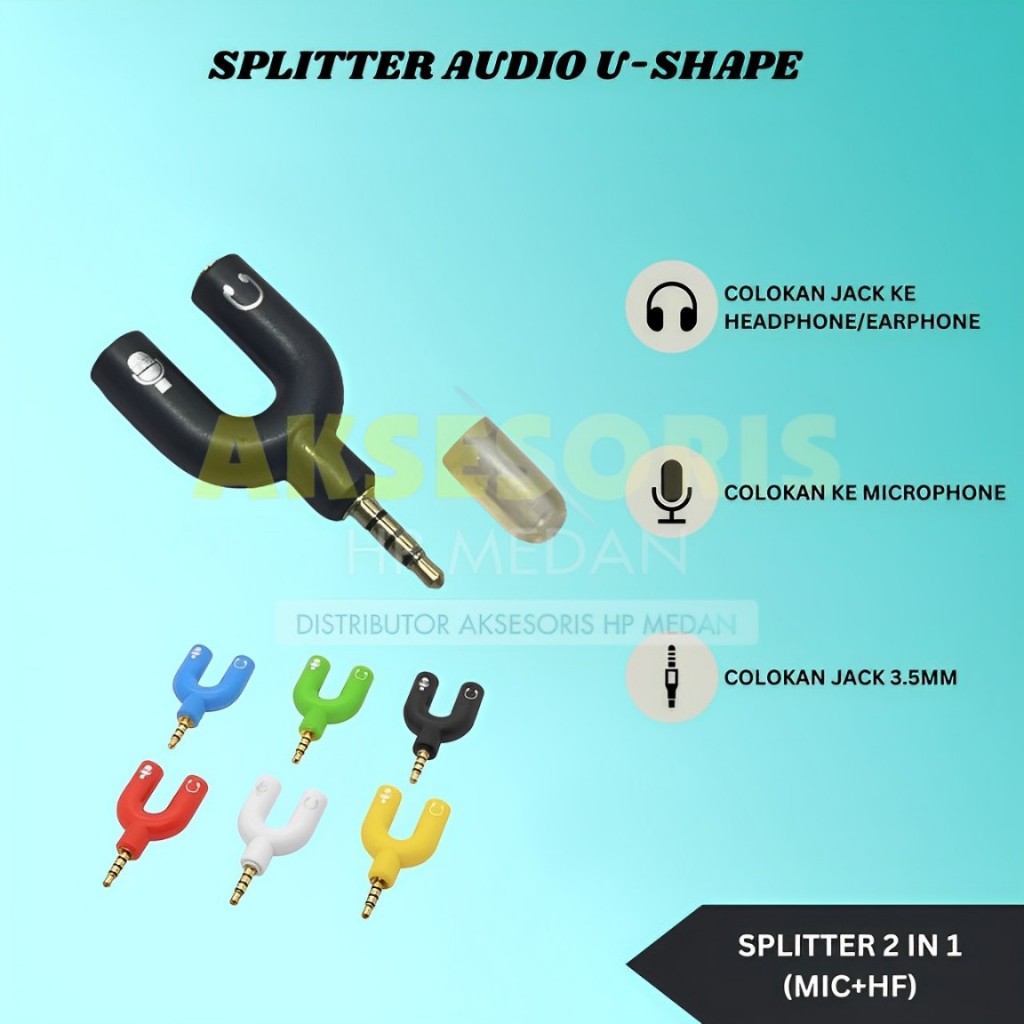 Splitter Audio U 2in1 ( Mic + Headset )  untuk mic