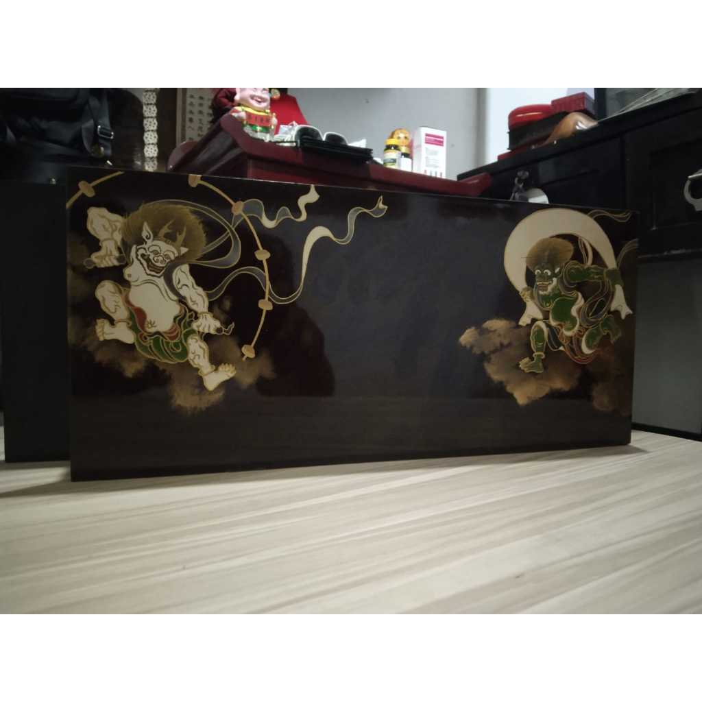 Pajangan Dinding Jepang Fuijin dan Raisin Kayu Kuno Jadul Antik