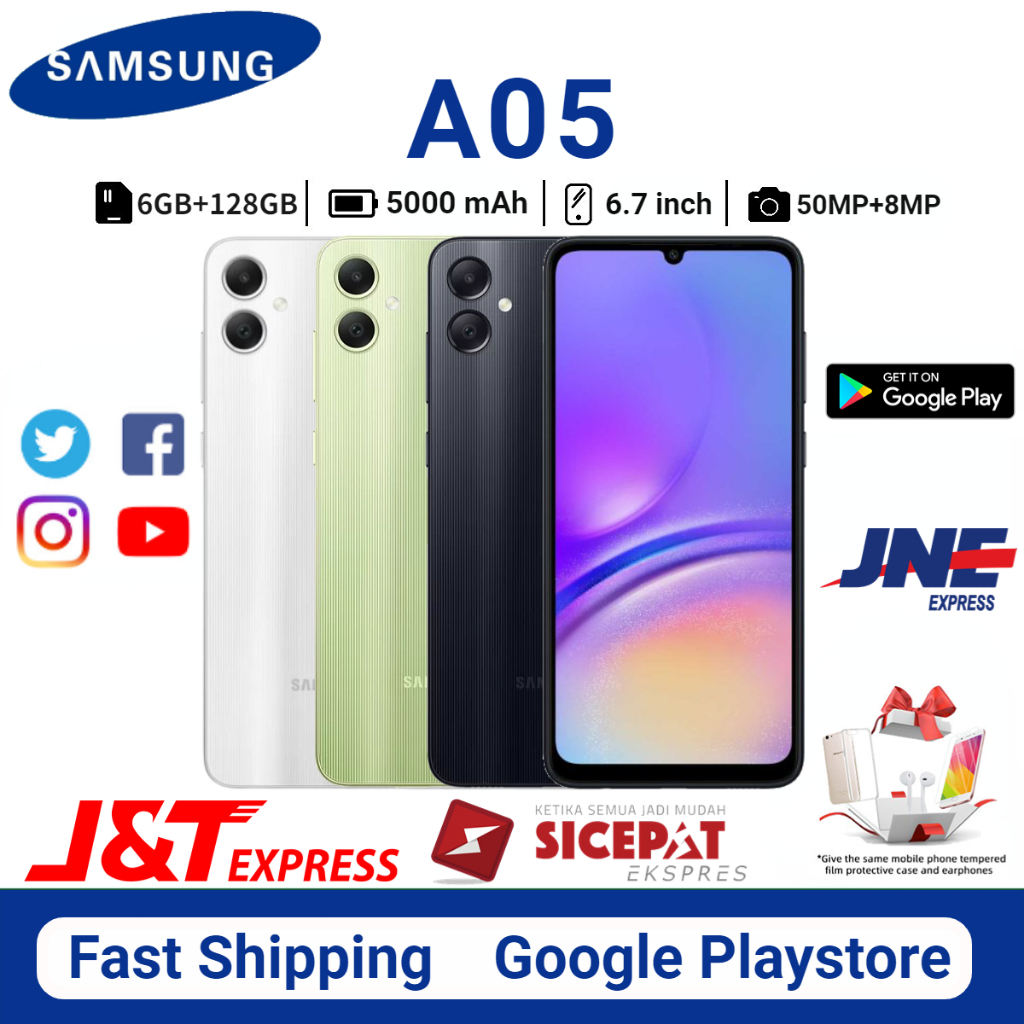HP Samsung Galaxy A05 Hp terbaru 2024 ram 6/128GB,6.7 inches 5000mAh 50MP kamera,Hp smartphone