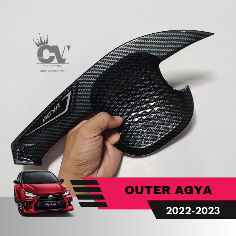 Cover Handle Outer Pintu Mobil Agya 2023 - 2025 Carbon Glossy