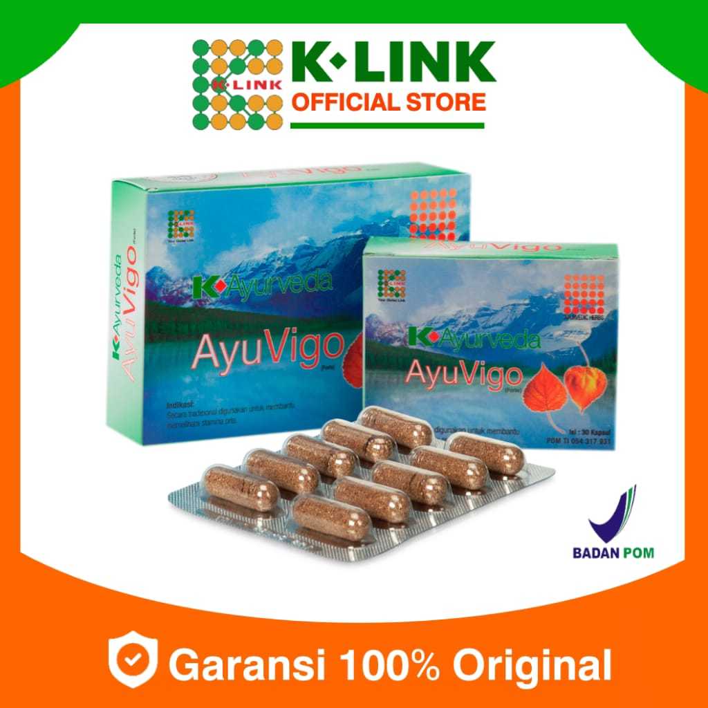 Ayuvigo.Ayu vigo.Ayu vigo klink.K ayu vigo.Ayurveda Ayuvigo.Kemasan 30 kapsul.Ayuvigo Stamina Pria.A