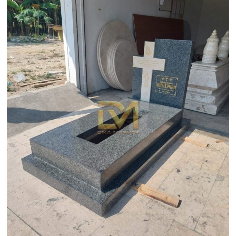 Kijing Makam Kristen Granit Impala Bintik Putih Asli Batu Alam