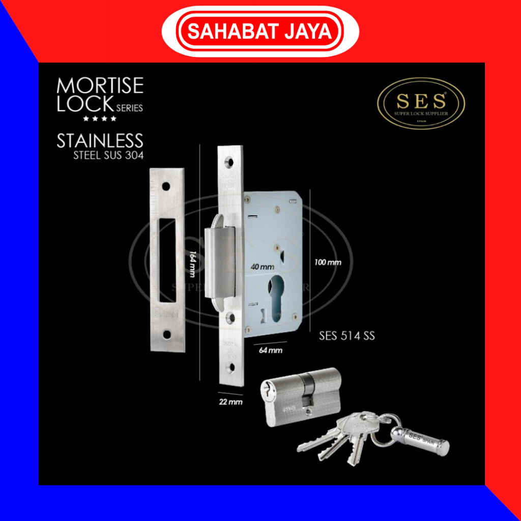 Tivana Home Kunci Pintu Dorong/Pintu Sliding/Lockcase Ses 514 Sb Gold / Ss Stainless