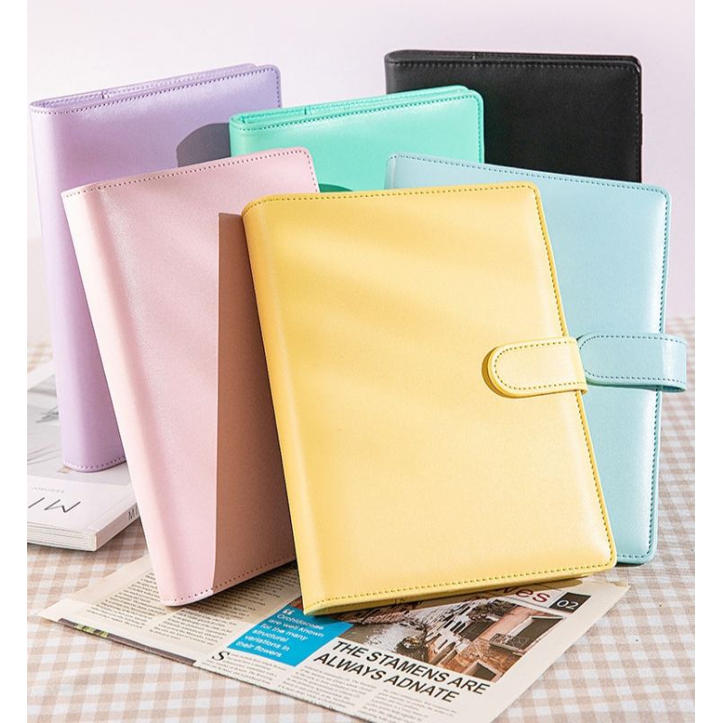 Binder Kulit A5 Polos 6 Ring Binder Tabungan Binder Keuangan Binder Macaron