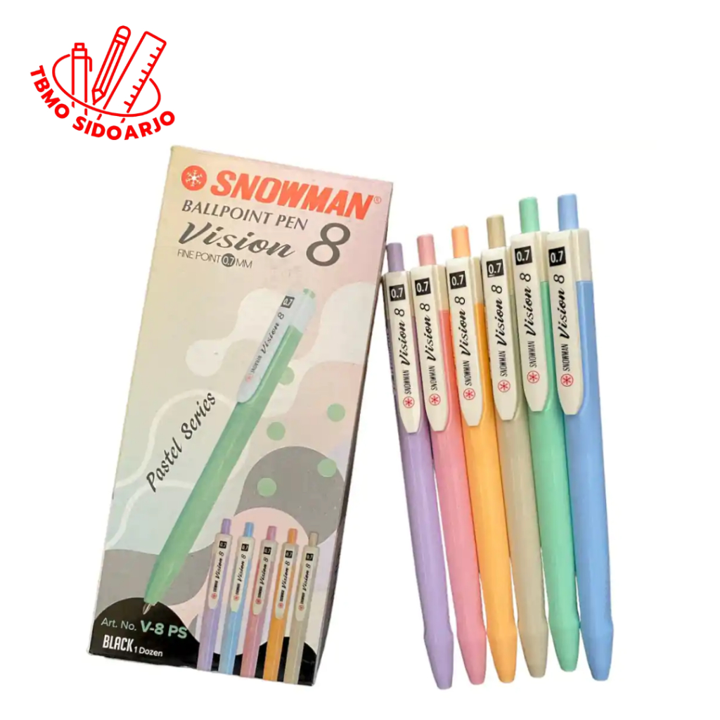 

TBMO Bolpen / Pulpen Snowman V8 Pastel Per Pack Isi 12