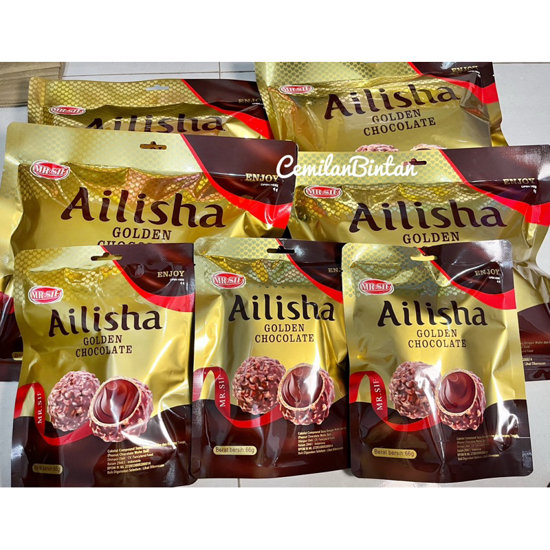 

CemilanBintan ( Ailisha Mr SIF Golden coklat Peanut 66gram& 200gram)
