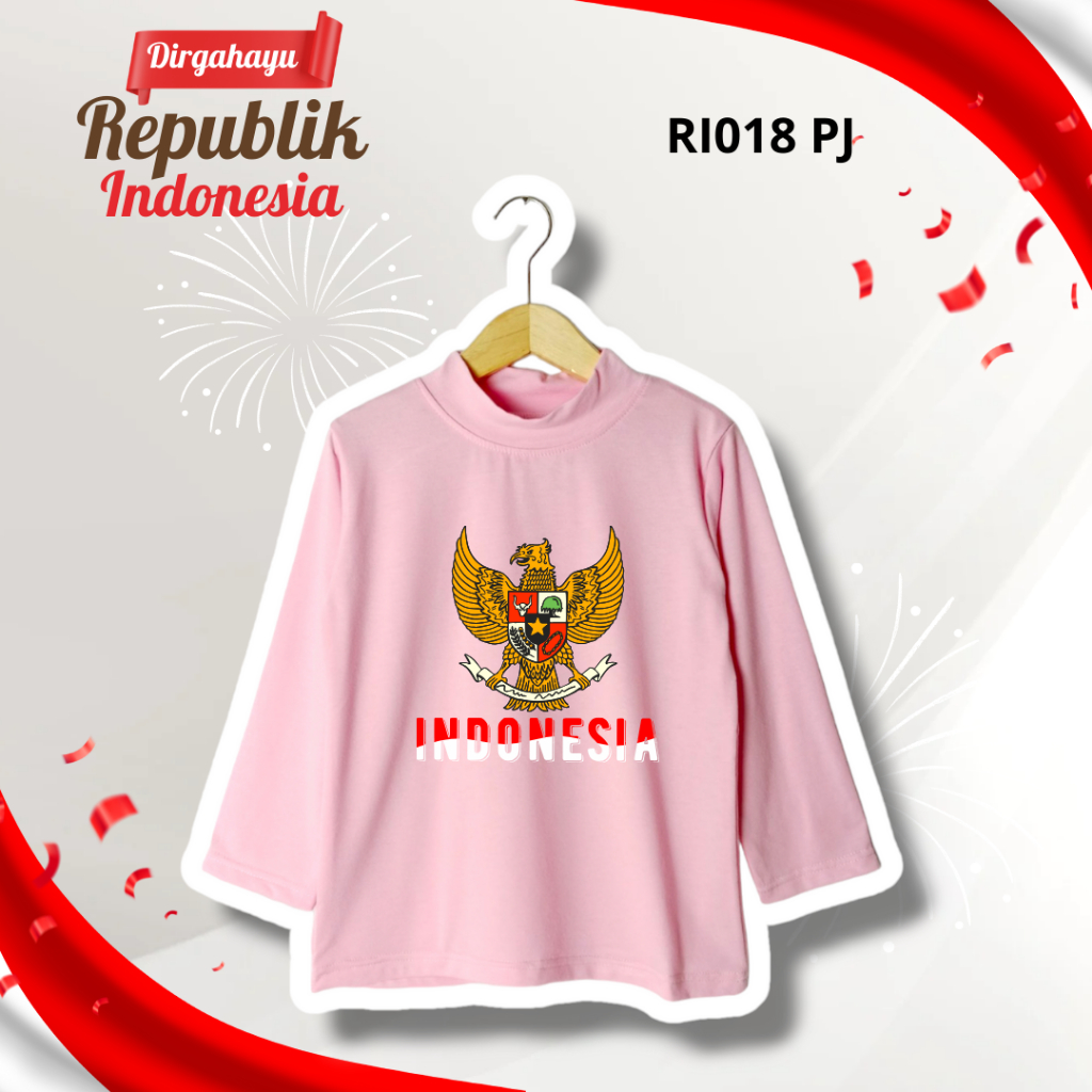 RI018 Atasan Lengan Panjang Turtle Neck - Baju Atasan Kaos Top Hijab Anak Perempuan Laki-laki Kerah 