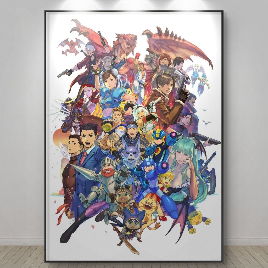 Poster Dinding Aesthetic Bingkai Kayu Capcom Allstar FREE GANTUNGAN & PACKING KARDUS