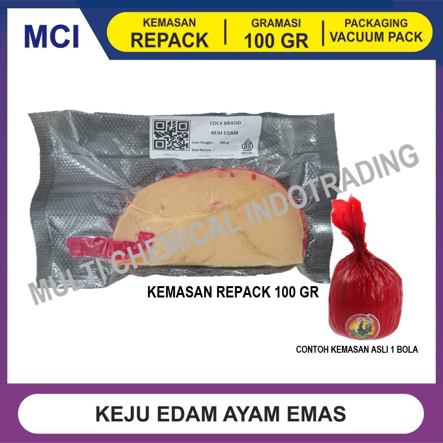 

(VAKUM PACK) KEJU EDAM AYAM EMAS REPACK 100 GR / KEJU APEL / KEJU BOLA