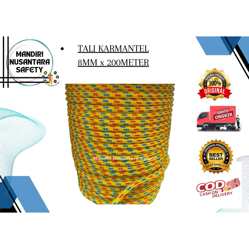TALI KARMANTEL 8MM x 200M / Tali Karmantel 8MM x 50Meter/ Tali Karmantel 8Mm x 100Meter