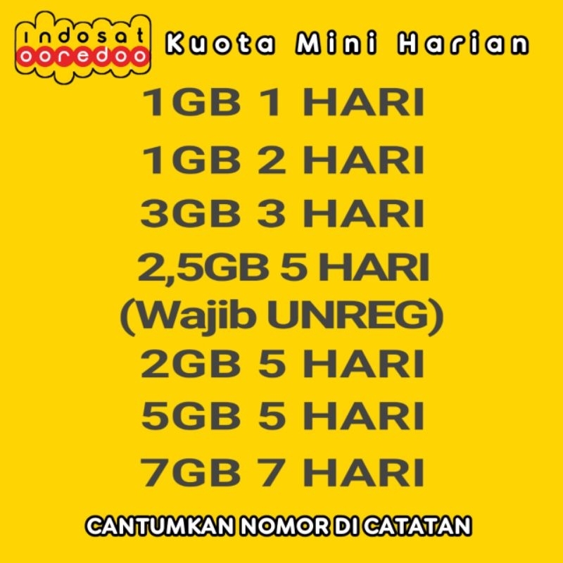 Paket Data Indosat Yellow 1GB 7 hari