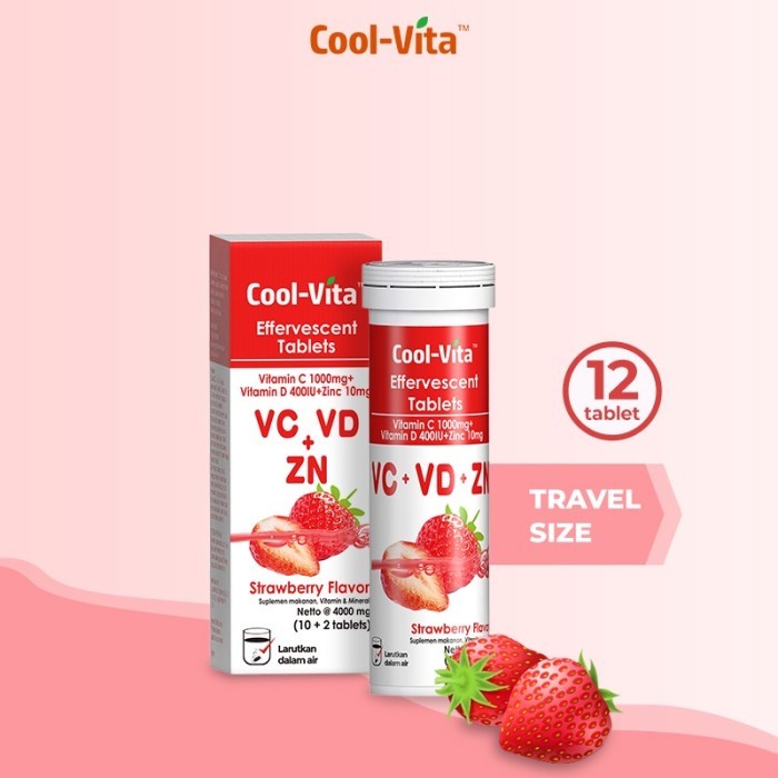 Cool Vita Effervescent Vitamin C, D & Zinc 10+2's - Strawberry