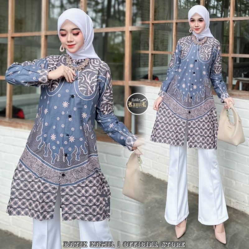 Tunik Batik Wanita Modern Atasan Batik Wanita Jumbo
