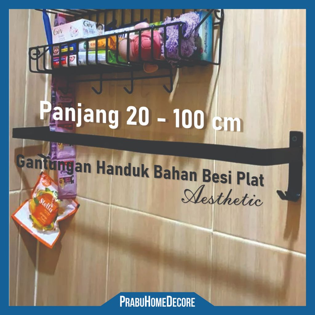 Rak Besi Plat Gantungan Handuk 1 Baris Cantolan Serbaguna | Besi Gawangan Lebar10cm Rak Handuk Baju 