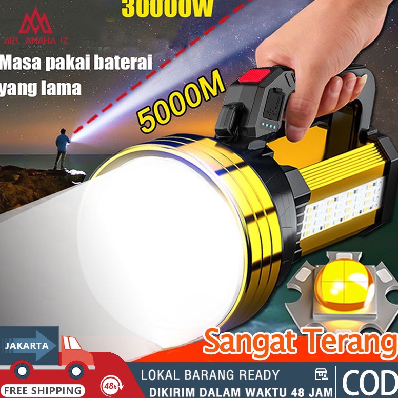 Big Sale Senter LED Super Terang Jarak Jauh Senter Camping Jumbo Multifungsi Waterproof Power 8 Lume