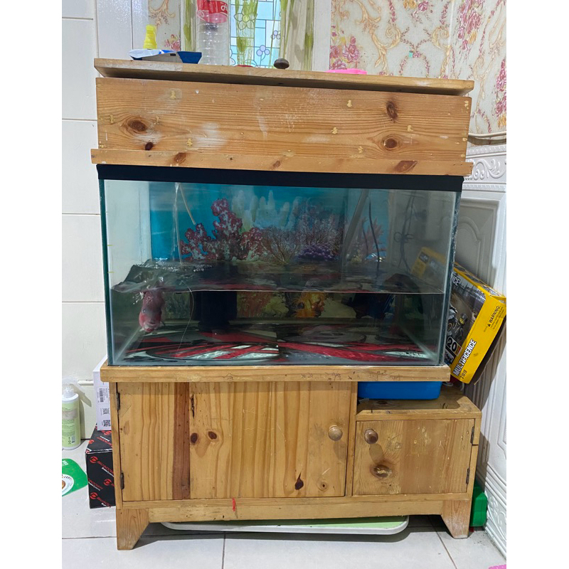 aquarium kabinet kayu full set