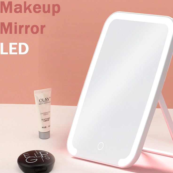 Perfin Lampu Cermin LED Tombol Touch Screen  Cermin Makeup LED  Kaca Cermin Lampu Charge USB Poble C