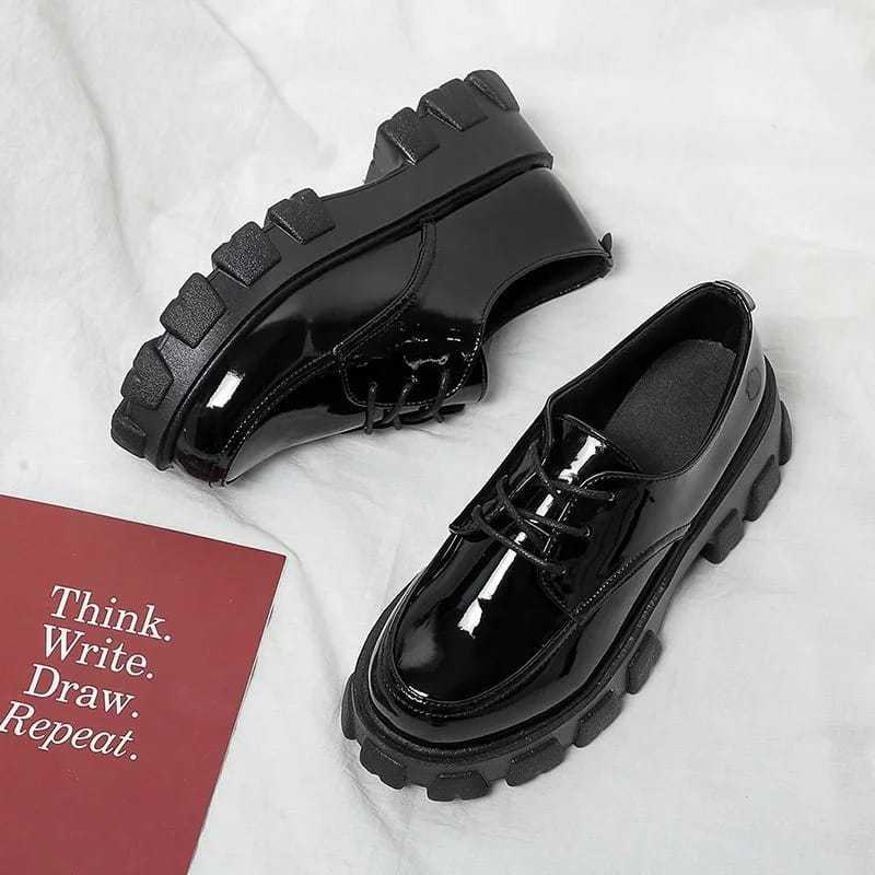 Biang93 Store Sepatu Wanita Docmart Oxford Derby Boots Hak Platform Loafers Premium Terlaris