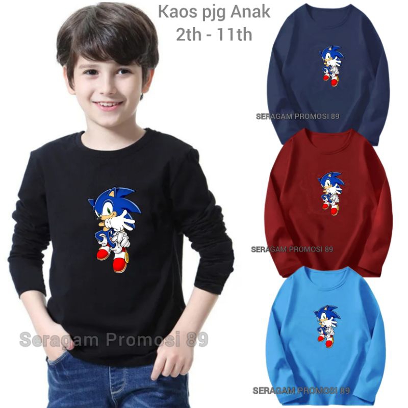 Atasan Baju Kaos Katun Anak Unisex Lengan Panjang 2Tahun-11Tahun / Kaos Oblong T-shirt Lengan Panjan
