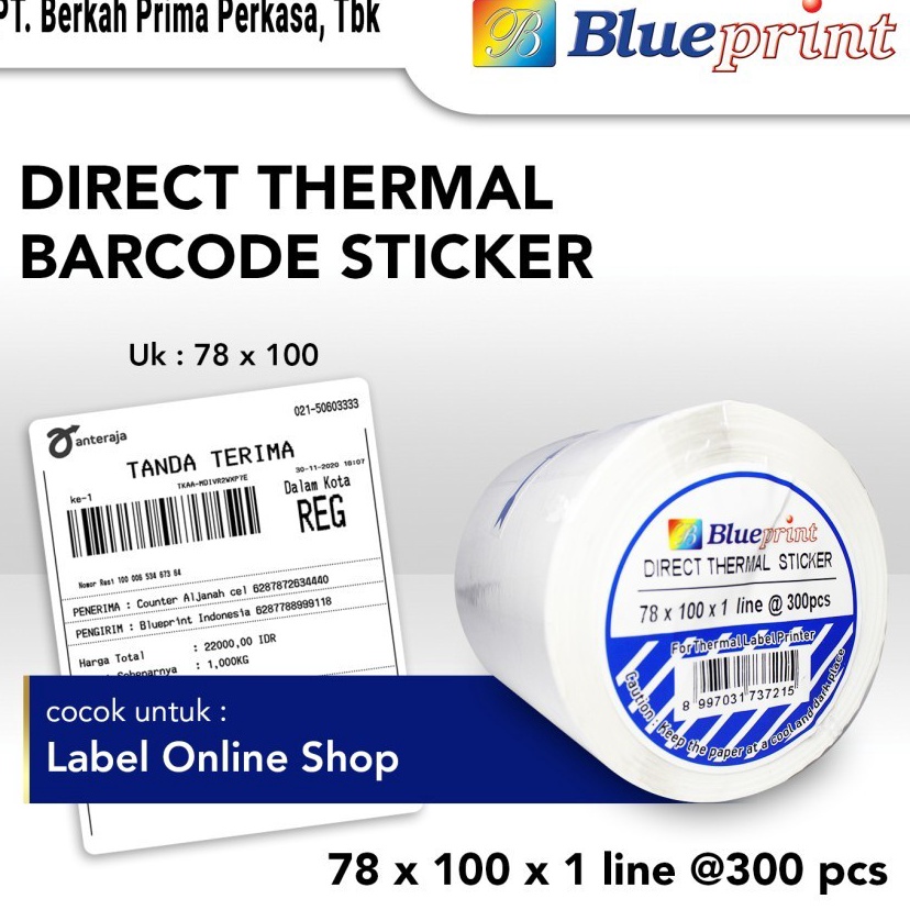 

Blueprint Direct Thermal Sticker Label 78x1mm isi 3Pcs