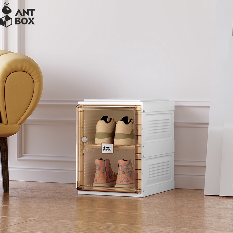 ANTBOX Kotak Sepatu n Tebal Isi 1 Baris 2 Pasang Sepatu Rangka Lipat Terintegrasi Mudah Dirakit Lema