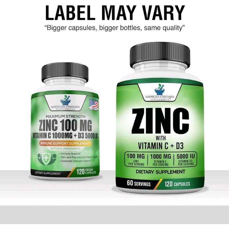 ZINC 100Mg Vitamin C 1000Mg Vitamin D 5000IU American standard Suplemen