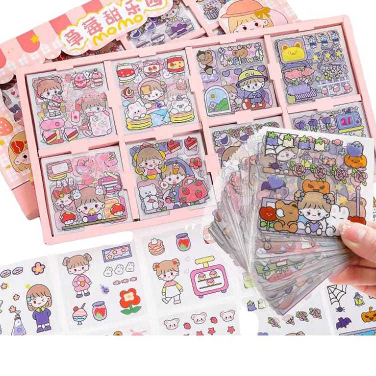 

Terjangkau LC 2 Lembar Stiker DIY Motif Kartun Korea Lucu Scrapbook Aestetic Sticker Momo