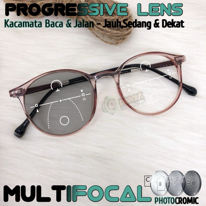 Kacamata Progresif Pria/Wanita | Kacamata Baca Plus Jalan | Frame Kacamata Progresif Photochromic