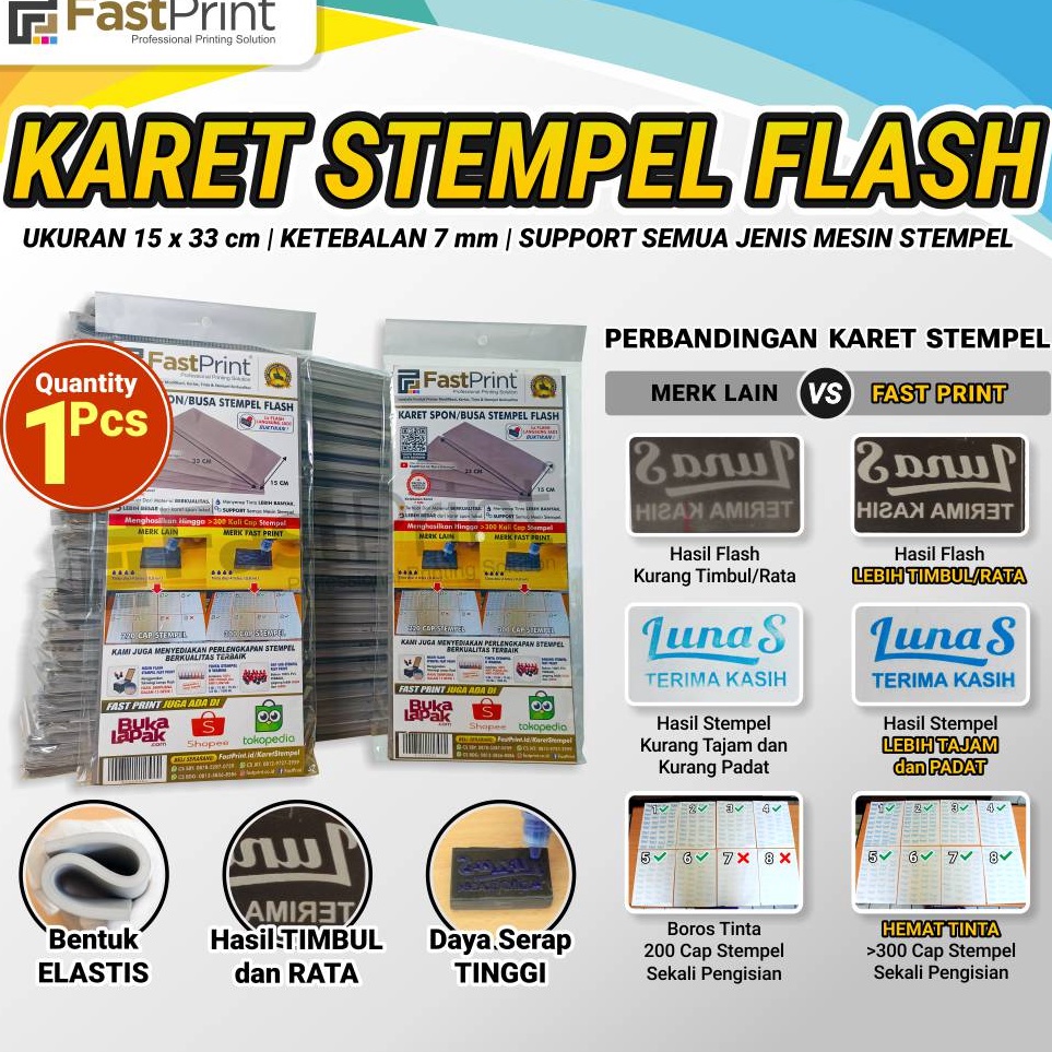 

Karet Busa Spon Stempel Flash Kilat Warna 15x33 CM