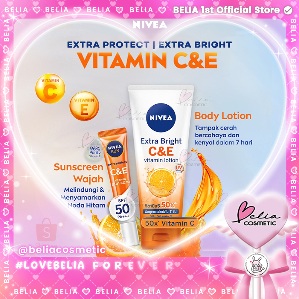 ❤ BELIA ❤ NIVEA Extra Bright C&E Vitamin Lotion 180ml | Sun Extra Protect C&E 30ml | Body Lotion, Vi