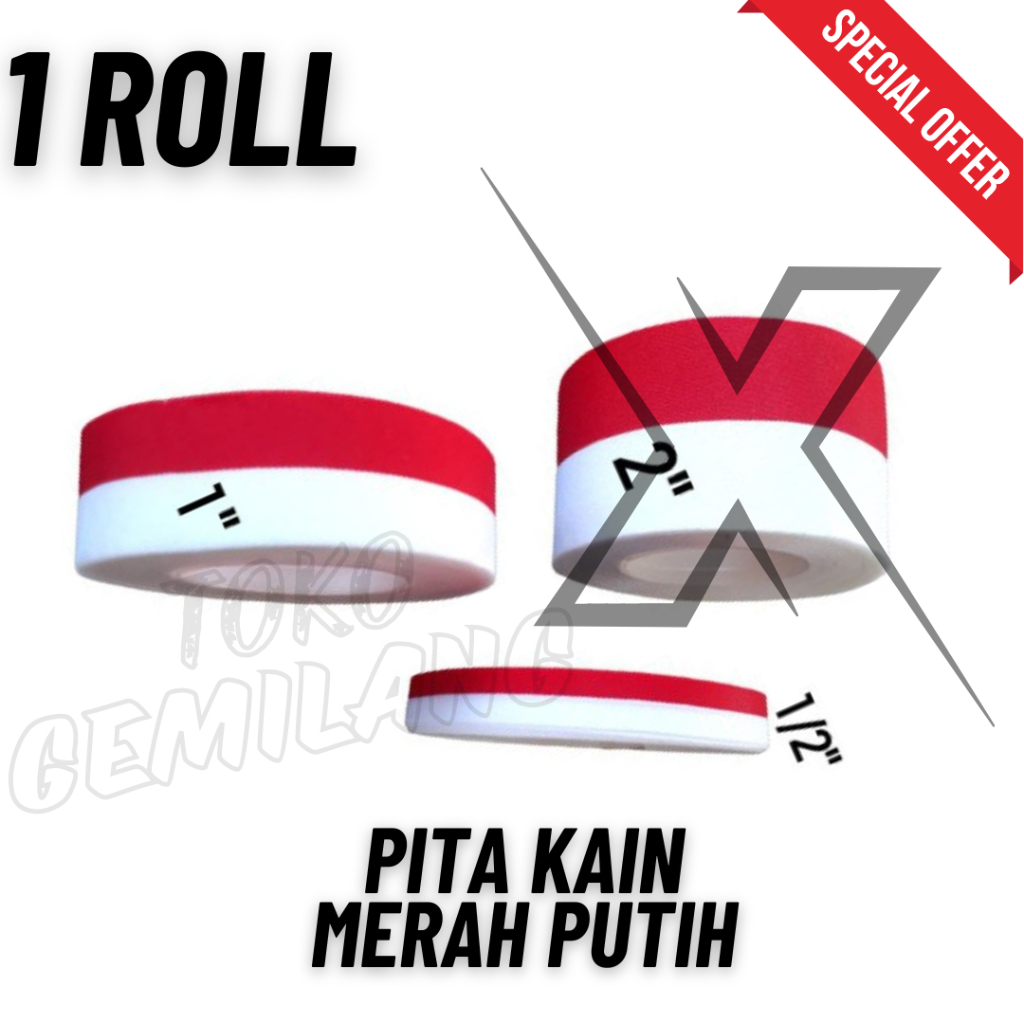 

Pita kain merah putih import | Pita bendera merah putih | Pita kain | Pita satin