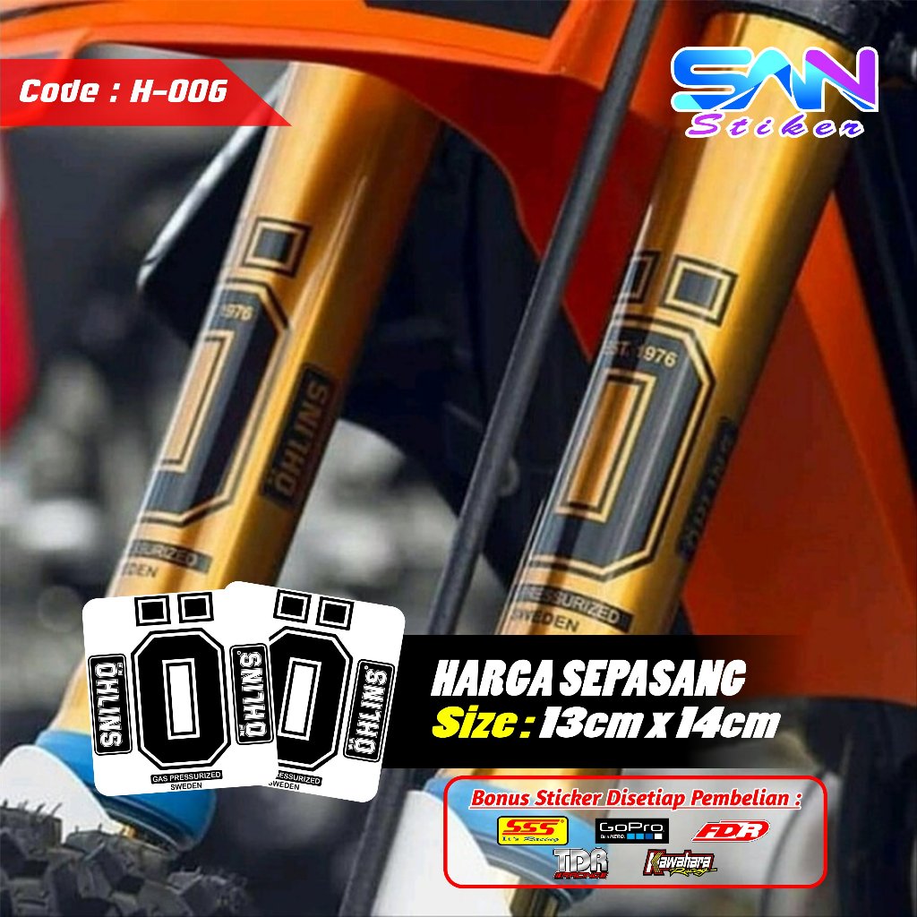 Stiker Transparan Cover Shok KLX, CRF, YZ, KX Ohlins Teleskopik USD Ohlins Pressurized Sticker Trans