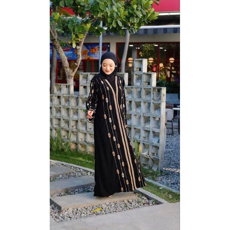 Abaya Nadine Gamis Jubah Hitam Arab Turki Turky Maroko Mesir Saudi Madinah Dubai India Murah Umroh H