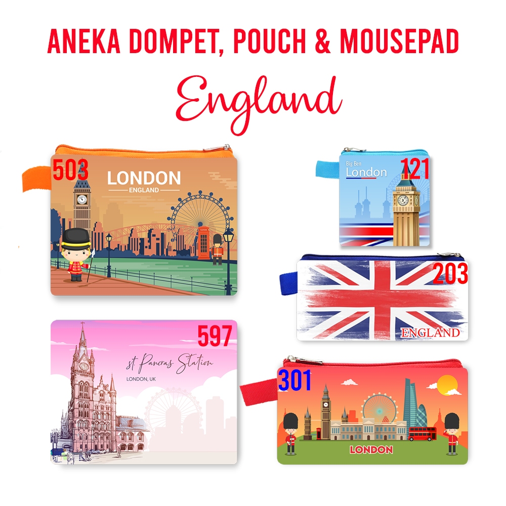 London UK United of Kingdom Souvenir Dompet Pouch Mouse Pad Pin Magnet Gantungan Kunci Landmark Oleh