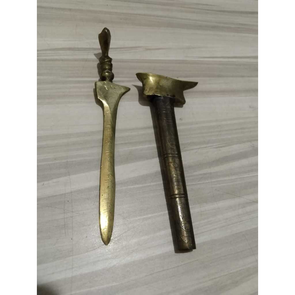 Kris Pusaka Mini Kuningan Kuno Jadul Antik